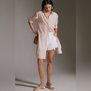 By Anthropologie Striped Tunic Buttondown